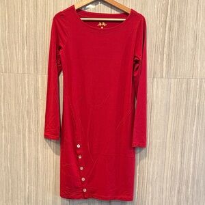 Lilly Pulitzer Red Long-Sleeve Button-Accent Sheath Dress